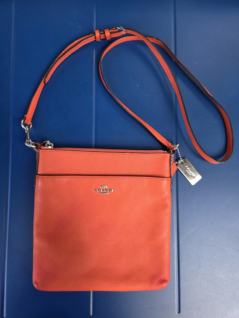 Coach Pebble Faux Leather Crossbody Bag in Orange